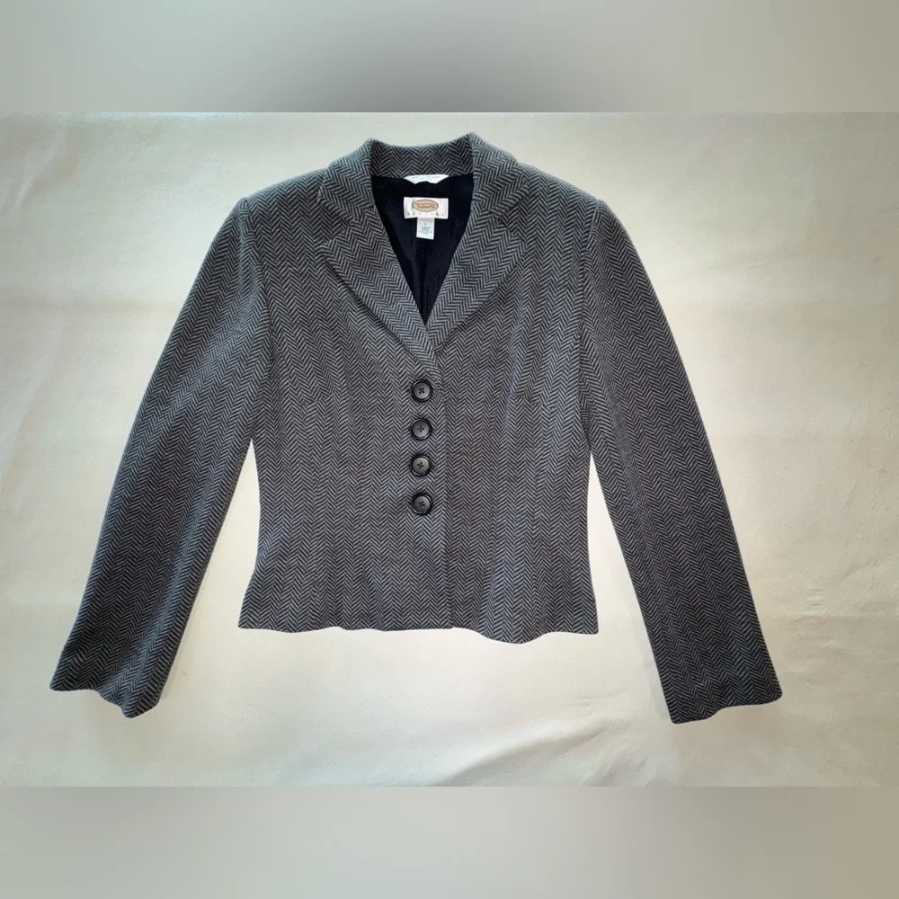 TALBOTS Merino Wool Herringbone Fitted Lined Jacket and Skirt (2P)